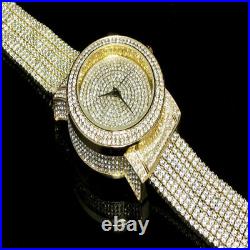 Men's 10k Yellow Gold Tone Ice Master A++ Cz Watch With 9 Row Custom Band New ICY