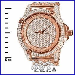 Men's Copper Rose Pink Gold Tone Watch Bling Master A++CZ 6 Row Custom Band New
