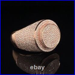 Men's Diamond Ring Real Gold Diamond Iced Out Hip hop Style Rose Gold Ring