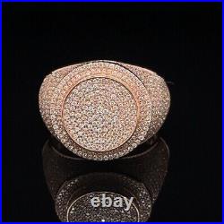 Men's Diamond Ring Real Gold Diamond Iced Out Hip hop Style Rose Gold Ring