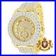 Men's Fully Custom Luxury Bling Watch Solitaire Bezel 9 Row Band Gold Tone 47mm