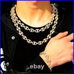 Men's Hip Hop Style ICED Gucci Puffer Link Cuban Chain Yellow Plated Necklace