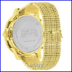 Men's Solitaire Genuine Diamond Canary Gold Tone Finish Custom Ice House Watch