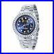 Mens Blue Dial Full Steel Solitaire White Gold Tone Simulated Diamond 41mm Watch