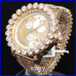 Mens Genuine Diamond Jojino Joe Rodeo Rose Gold Finish 6 Row Custom Band Watch