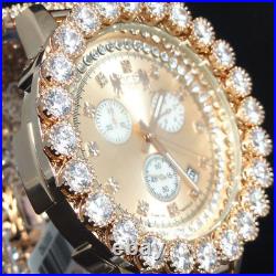Mens Genuine Diamond Jojino Joe Rodeo Rose Gold Finish 6 Row Custom Band Watch