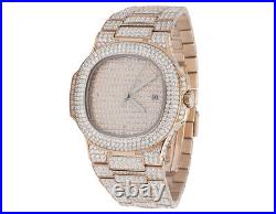 Mens Iced Rose Stainless Steel 40MM PP Simulated Diamond Watch