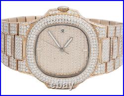 Mens Iced Rose Stainless Steel 40MM PP Simulated Diamond Watch