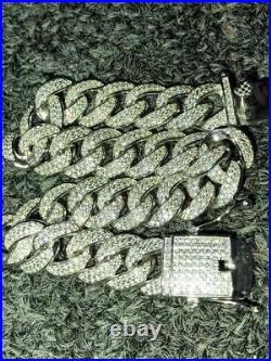 Mens Miami Cuban Link Bracelet Real Iced Moissanite Passes Tester 12mm