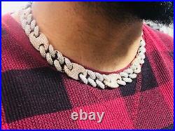 Mens Miami Cuban Link Chain Iced Choker Necklace White Gold 16mm 18 micropave