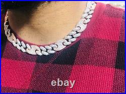 Mens Miami Cuban Link Chain Iced Choker Necklace White Gold 16mm 18 micropave