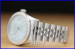 Mens Rolex Datejust 16014 Ice Blue Diamond 18k White Gold Diamond & Steel Watch