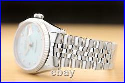 Mens Rolex Datejust 16234 Ice Blue Diamond Dial 18k White Gold & Steel Watch