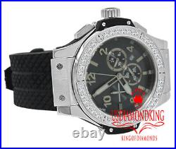 Mens Solid Full Steel Simulated Diamond Chronograph White Tone Watch 50mm WithDate