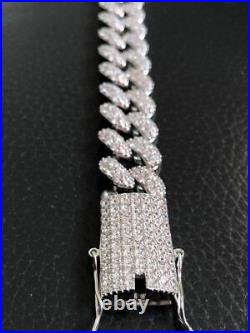 Mens THICK Miami Cuban Link Bracelet Solid 925 Silver CZ 15mm 100g ICE