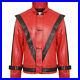 Michael Jackson Thriller Style Music Men's Red and Black Real Leather Jacket