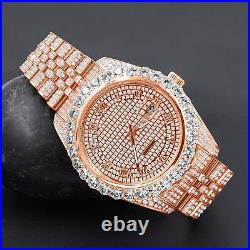 New Men's Hip Hop Watch Rose Fully Iced Automatic Movement Stainless Steel 40mm