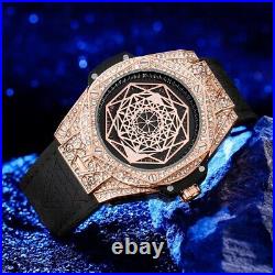 New style man luxury rose gold watch bling full diamond iced out watche for men