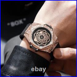 New style man luxury rose gold watch bling full diamond iced out watche for men