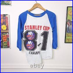 RARE VTG New York Islanders Stanley Cup Champions 81' Gillies Raglan Shirt Sz M