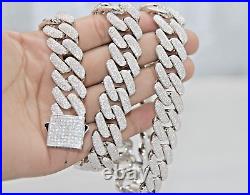 REAL MOISSANITE Miami Cuban Heavy Iced Chain Men's Necklace 925 Silver 17 MM