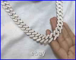 REAL MOISSANITE Miami Cuban Heavy Iced Chain Men's Necklace 925 Silver 17 MM
