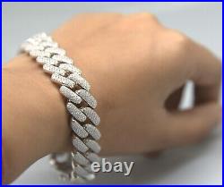 REAL MOISSANITE Miami Cuban Link Prong Bracelet Iced Solid 925 Sterling Silver
