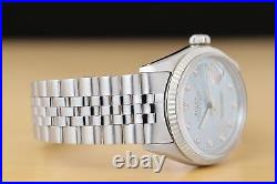ROLEX MENS DATEJUST ICE BLUE DIAMOND DIAL 18K GOLD STEEL WATCH with FOLDED BAND