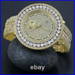Real Diamond Gold Tone Finish 2 Tone White Removable Bezel Band Mens Wrist Watch