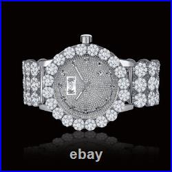 Real Diamond White Gold Finish Ice House Joe Rodeo Cluster Bezel Iced Watch mens