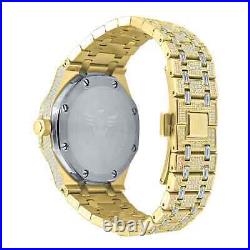 Real Stainless Steel Mens Watch Iced Simulated Diamond Hip Hop Bust Down Arabic