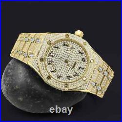 Real Stainless Steel Mens Watch Iced Simulated MOISSANITE Hip Hop Bust Down 40mm