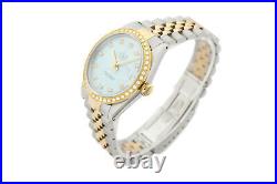 Rolex Mens Datejust 16013 18K Yellow Gold & Steel 2-Tone Ice Blue Diamond Watch