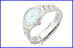 Rolex Mens Datejust 16014 18K White Gold Steel Ice Blue Diamond Dial Watch