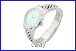 Rolex Mens Datejust 16014 Ice Blue Dial 18K Gold SS Diamond Watch with Rolex Band