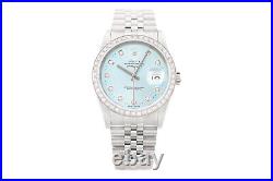 Rolex Mens Datejust 16234 18K Gold Steel Ice Blue Diamond Watch with Jubilee Band