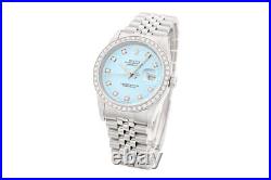 Rolex Mens Datejust 16234 18K Gold & Steel Ice Blue Diamond Watch with Rolex Band