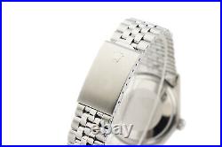 Rolex Mens Datejust 18K White Gold Steel Ice Blue Diamond Watch with Folded Band