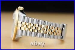 Rolex Mens Datejust 18k Yellow Gold Diamond & Steel Watch 16233 Ice Blue Dial