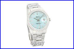 Rolex Mens Datejust Ice Blue Dial 18K White Gold & Stainless Steel Diamond Watch