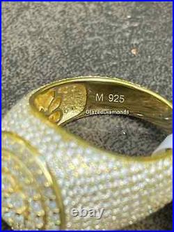 Rounded Dome Style Moissanite Fully Iced Out Hip Hop Ring Men Gold Plated Silver