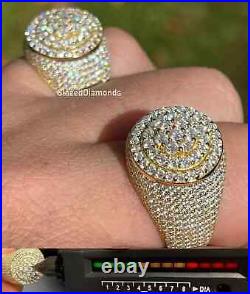 Rounded Dome Style Moissanite Fully Iced Out Hip Hop Ring Men Gold Plated Silver