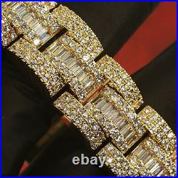 Sky Link Exotic Baguette Iced Out Rollie Style Mens Bracelet