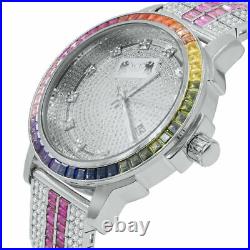 Solid Steel Bezel Solid Steel Bezel Rainbow White Gold Finish Real Diamond Watch