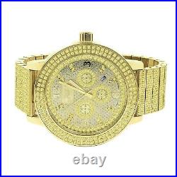 Stainless Steel Canary Genuine Diamond Dial 18K Gold Men's Watch