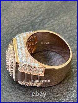 Unique Watch Style VVS Moissanite Iced Out Hip Hop Ring Men Rose Gold Plated