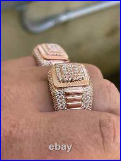 Unique Watch Style VVS Moissanite Iced Out Hip Hop Ring Men Rose Gold Plated