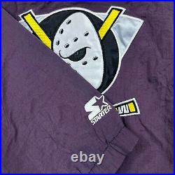 Vintage 90s Starter Mens Adult Disney Mighty Ducks NHL Hockey Jacket XL Purple