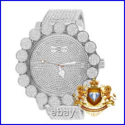 White Khronos Real Diamond Mens Joe Rodeo Cluster Bezel Iced Band Custom Watch