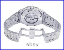 White Stainless Steel 41MM AP Style Automatic Full Simulated Diamond Watch